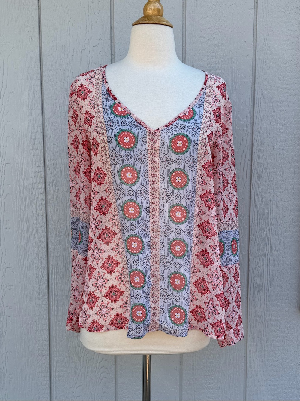 Sundance Gypsy Print Romantic Medallion Blouse XS